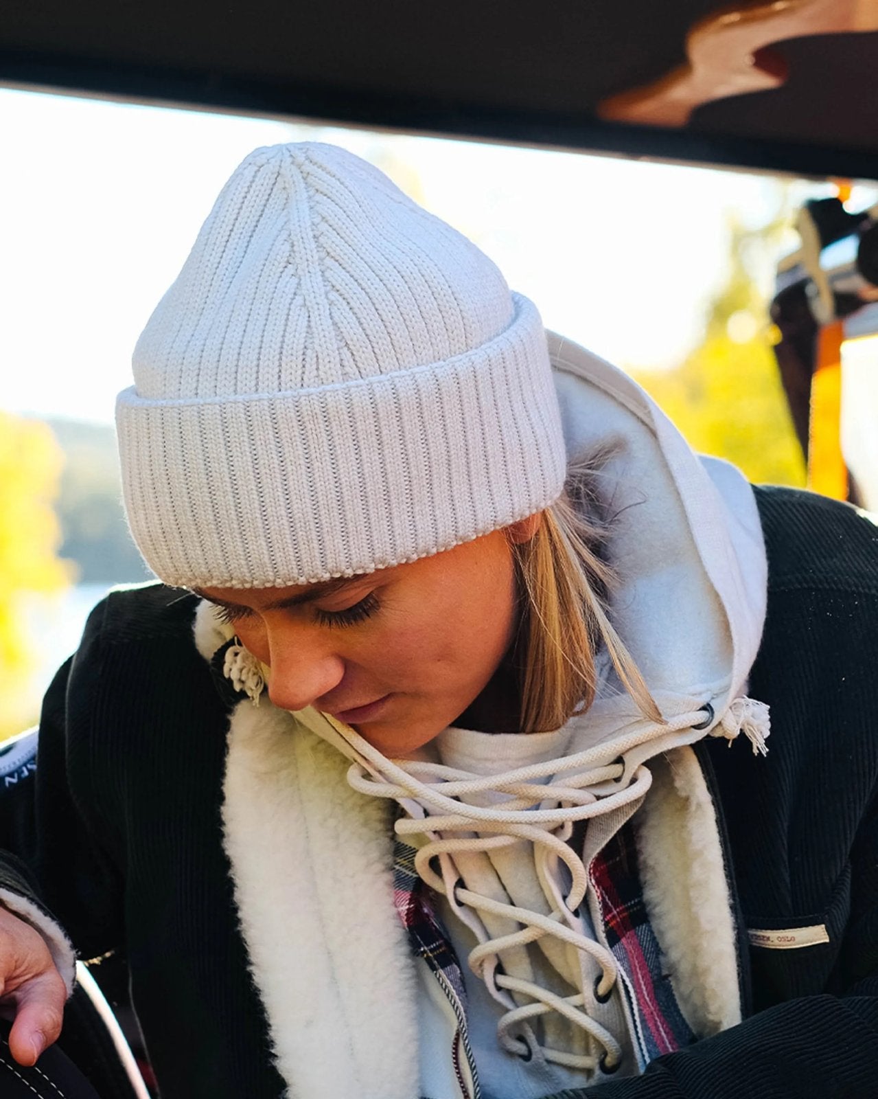 AMUNDSEN WOMENS BOILED HOODIE LACED SWEATER